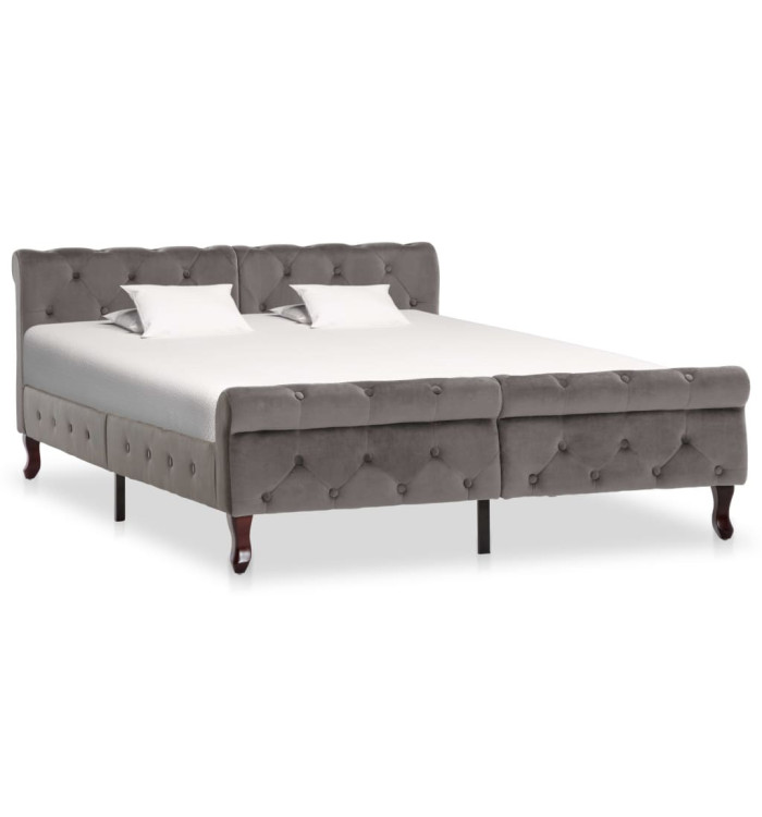 Cadre de lit sans matelas gris velours 140x200 cm | Mobilier & Déco