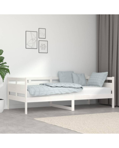 Lit de jour sans matelas blanc bois de pin massif 90x200 cm | Mobilier & Déco