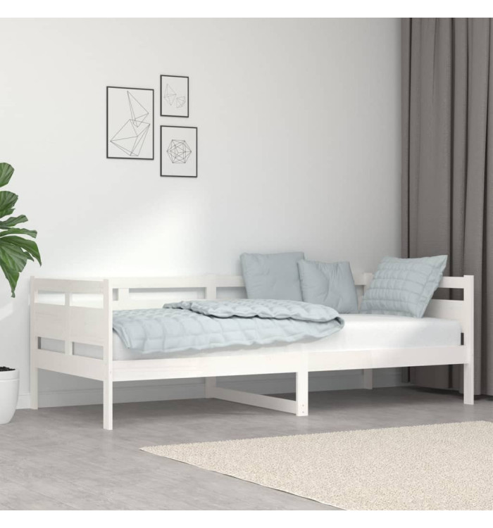 Lit de jour sans matelas blanc bois de pin massif 90x200 cm | Mobilier & Déco
