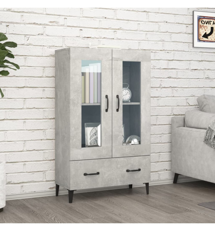 Buffet haut Gris béton 70x31x115 cm Bois d'ingénierie | Mobilier & Déco