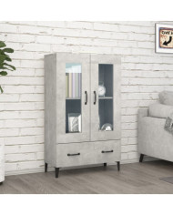 Buffet haut Gris béton 70x31x115 cm Bois d'ingénierie | Mobilier & Déco