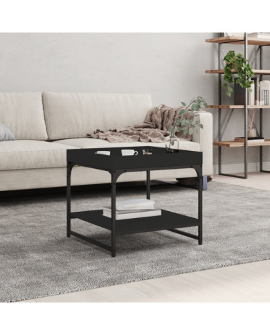 Table basse noir 49,5x49,5x45 cm bois d'ingénierie | Mobilier & Déco