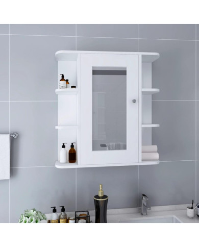 Armoire à miroir de salle de bain Blanc 66x17x63 cm MDF | Mobilier & Déco