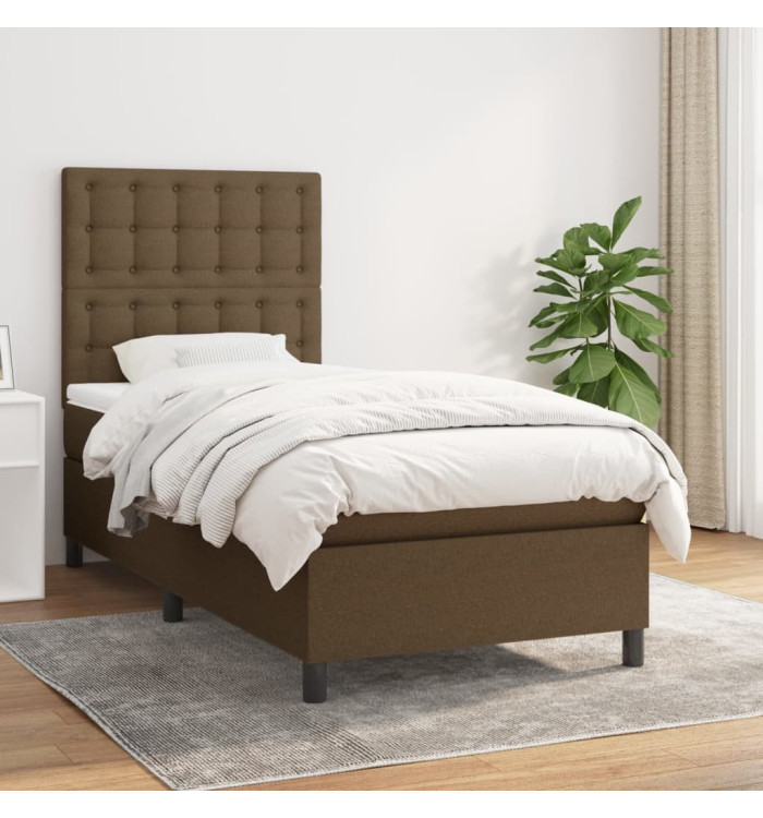 Sommier à lattes de lit avec matelas Marron foncé 90x200 cm | Mobilier & Déco