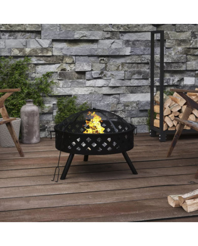 Foyer avec tisonnier 58 cm XXL acier | Mobilier & Déco