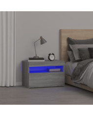 Table de chevet avec lumières LED Sonoma gris 60x35x40 cm | Mobilier & Déco