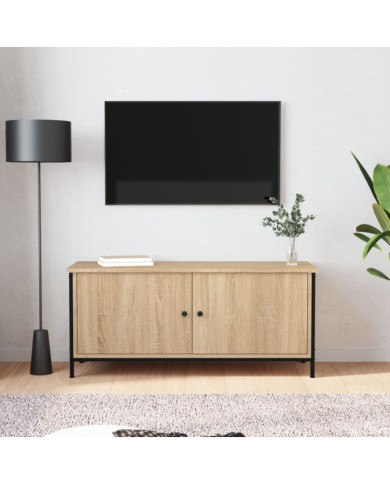 Meuble TV avec portes chêne sonoma 102x35x45 cm bois ingénierie | Mobilier & Déco