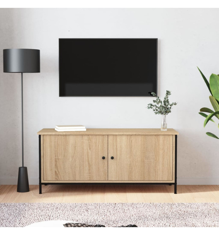 Meuble TV avec portes chêne sonoma 102x35x45 cm bois ingénierie | Mobilier & Déco