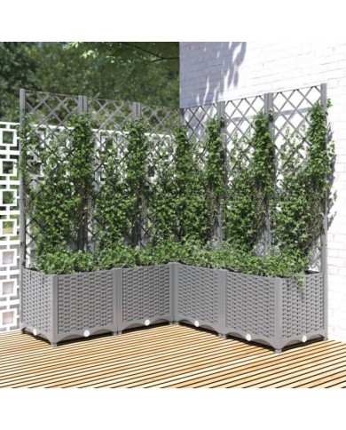 Jardinière avec treillis gris clair 120x120x136cm polypropylène | Mobilier & Déco