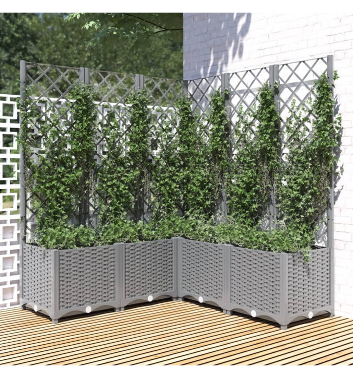 Jardinière avec treillis gris clair 120x120x136cm polypropylène | Mobilier & Déco
