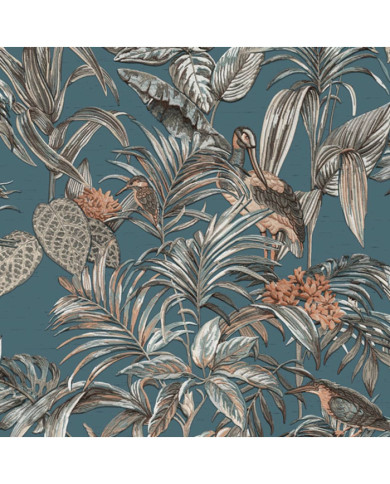 DUTCH WALLCOVERINGS Papier peint Bird-of-Paradise Bleu | Mobilier & Déco
