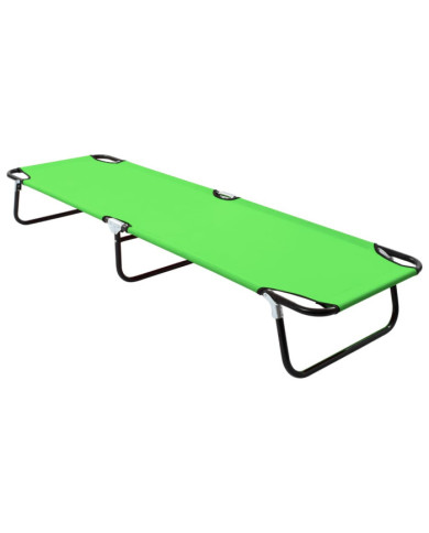 Chaise longue pliable acier vert | Mobilier & Déco