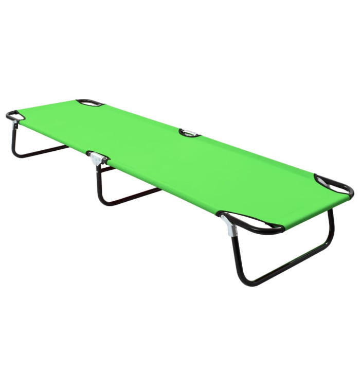 Chaise longue pliable acier vert | Mobilier & Déco