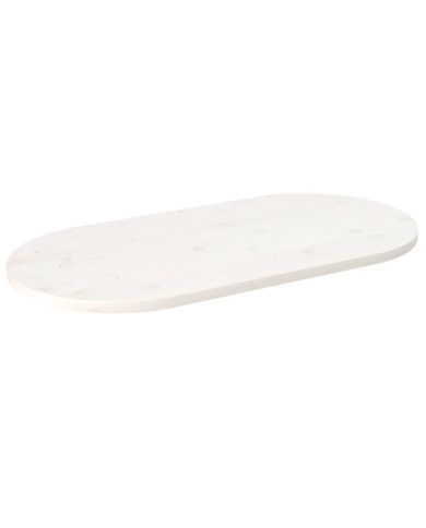 Dessus de table blanc 110x55x2,5 cm bois de pin massif ovale | Mobilier & Déco