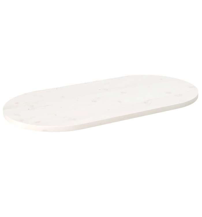 Dessus de table blanc 110x55x2,5 cm bois de pin massif ovale | Mobilier & Déco
