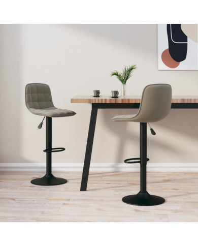 Tabourets de bar lot de 2 gris clair velours | Mobilier & Déco