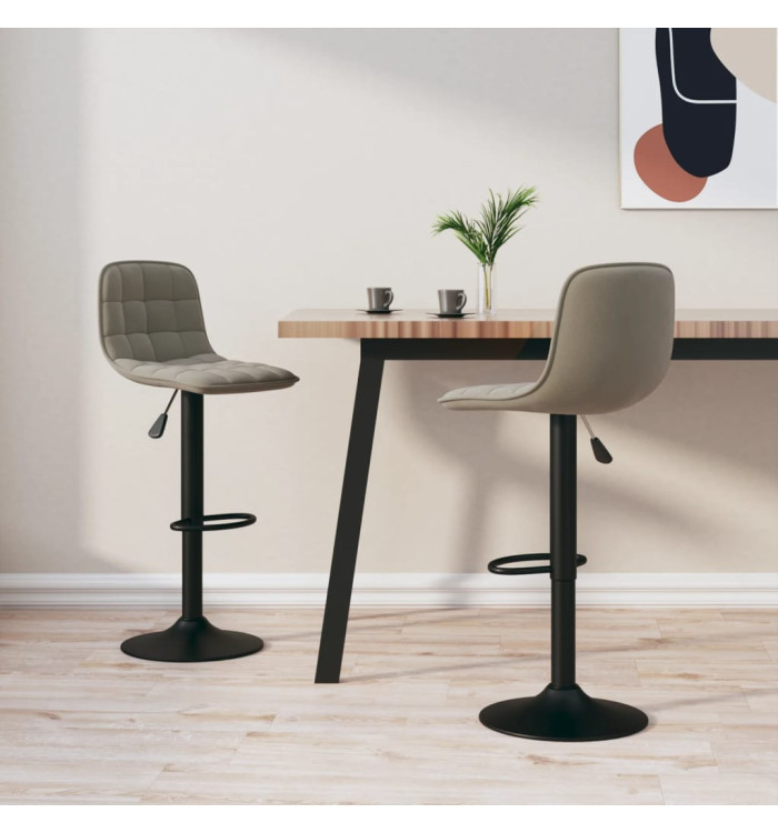 Tabourets de bar lot de 2 gris clair velours | Mobilier & Déco