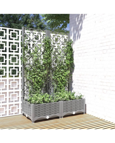 Jardinière avec treillis Gris clair 80x40x121,5 cm PP | Mobilier & Déco