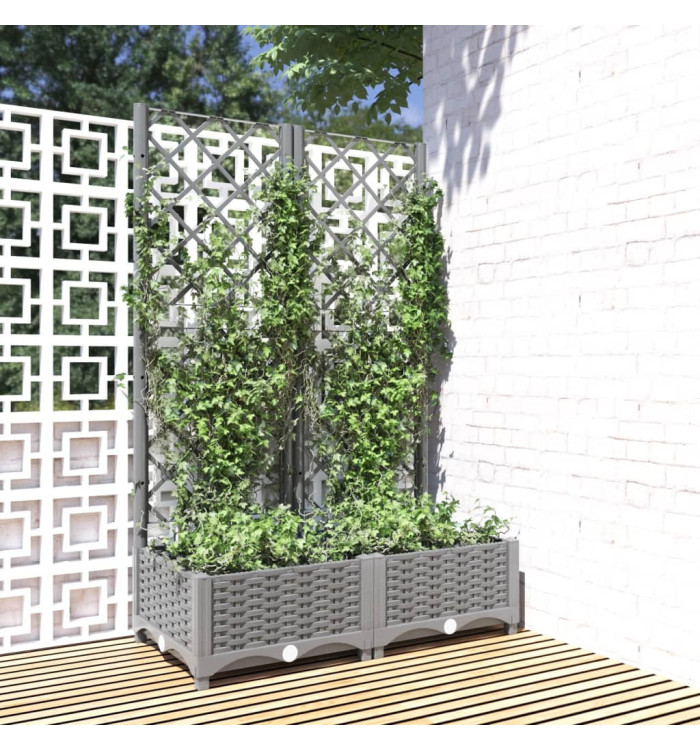 Jardinière avec treillis Gris clair 80x40x121,5 cm PP | Mobilier & Déco