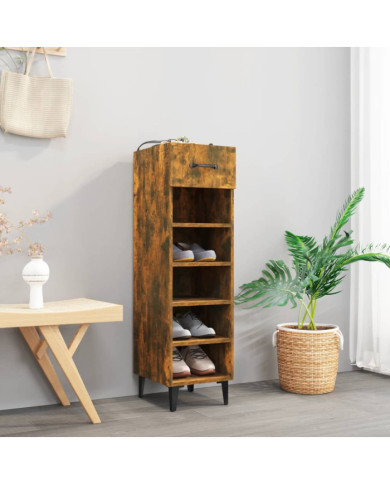 Meuble à chaussures Chêne fumé 30x35x105 cm Bois d'ingénierie | Mobilier & Déco