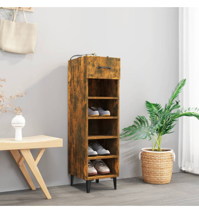 Meuble à chaussures Chêne fumé 30x35x105 cm Bois d'ingénierie | Mobilier & Déco