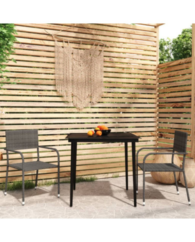 Ensemble à manger de jardin 3 pcs Gris | Mobilier & Déco