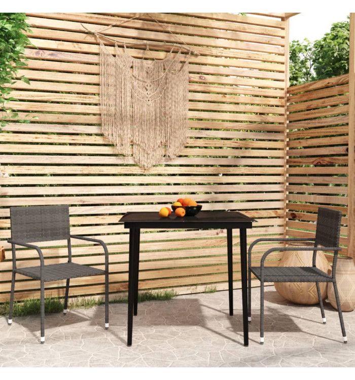 Ensemble à manger de jardin 3 pcs Gris | Mobilier & Déco
