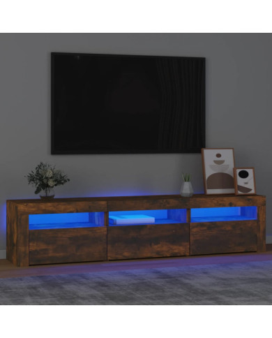 Meuble TV avec lumières LED Chêne fumé 180x35x40 cm | Mobilier & Déco