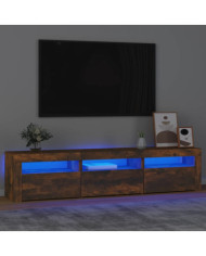 Meuble TV avec lumières LED Chêne fumé 180x35x40 cm | Mobilier & Déco