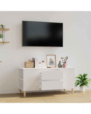 Meuble TV Blanc 102x44,5x50 cm Bois d'ingénierie | Mobilier & Déco