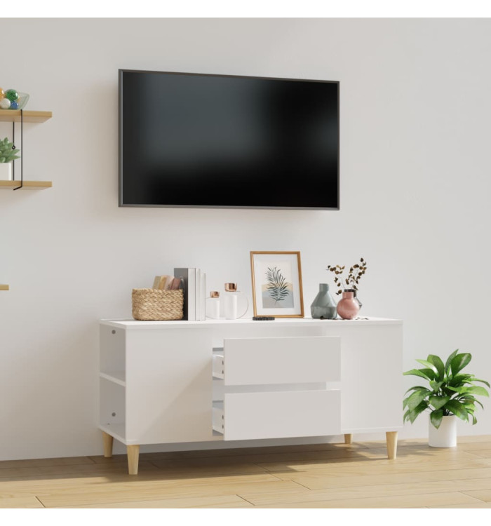 Meuble TV Blanc 102x44,5x50 cm Bois d'ingénierie | Mobilier & Déco