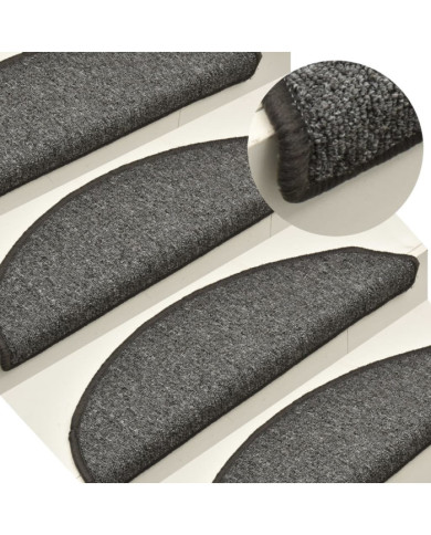 Tapis de marches d'escalier 15 pcs Gris foncé 56x17x3 cm | Mobilier & Déco