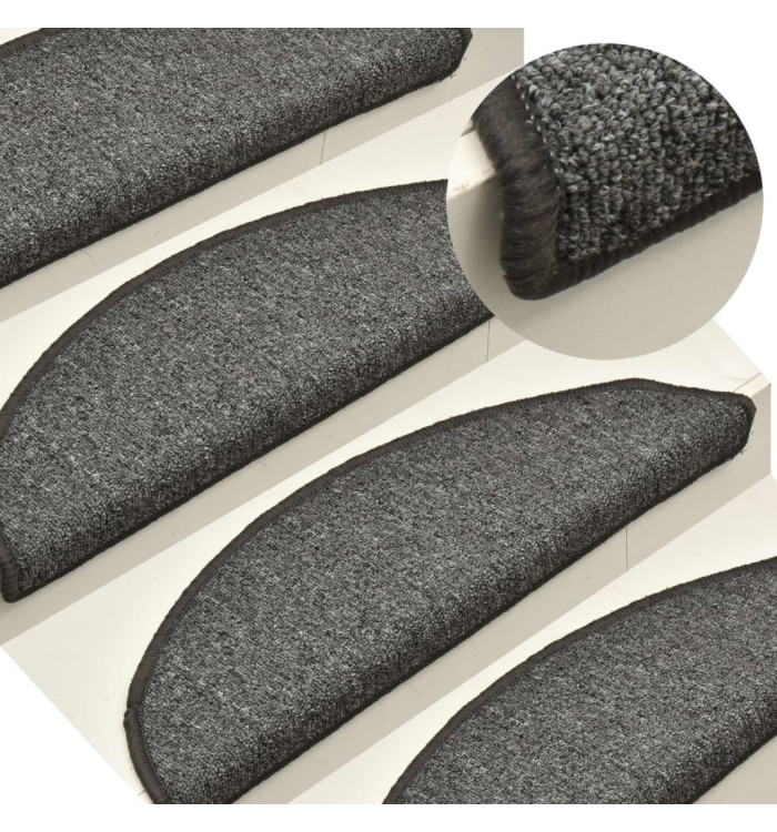 Tapis de marches d'escalier 15 pcs Gris foncé 56x17x3 cm | Mobilier & Déco
