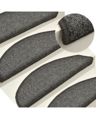 Tapis de marches d'escalier 15 pcs Gris foncé 56x17x3 cm | Mobilier & Déco
