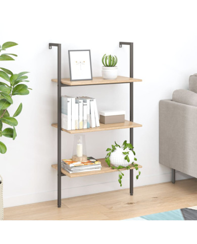Étagère inclinée 3 niveaux Marron clair et noir 64x35x120,5 cm | Mobilier & Déco