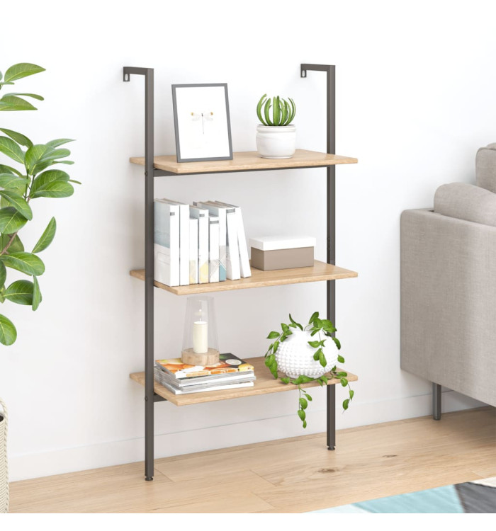 Étagère inclinée 3 niveaux Marron clair et noir 64x35x120,5 cm | Mobilier & Déco