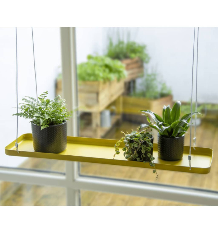Esschert Design Plateau suspendu pour plantes rectangulaire Doré L | Mobilier & Déco