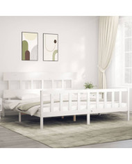 Cadre de lit sans matelas blanc bois massif de pin | Mobilier & Déco