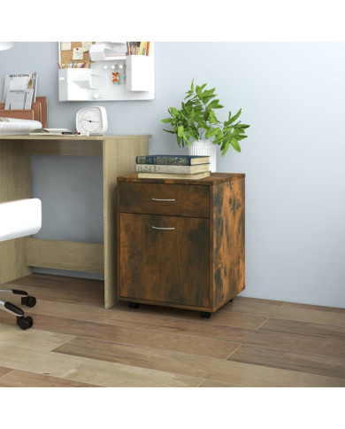 Armoire roulante Chêne fumé 45x38x54 cm Bois d'ingénierie | Mobilier & Déco