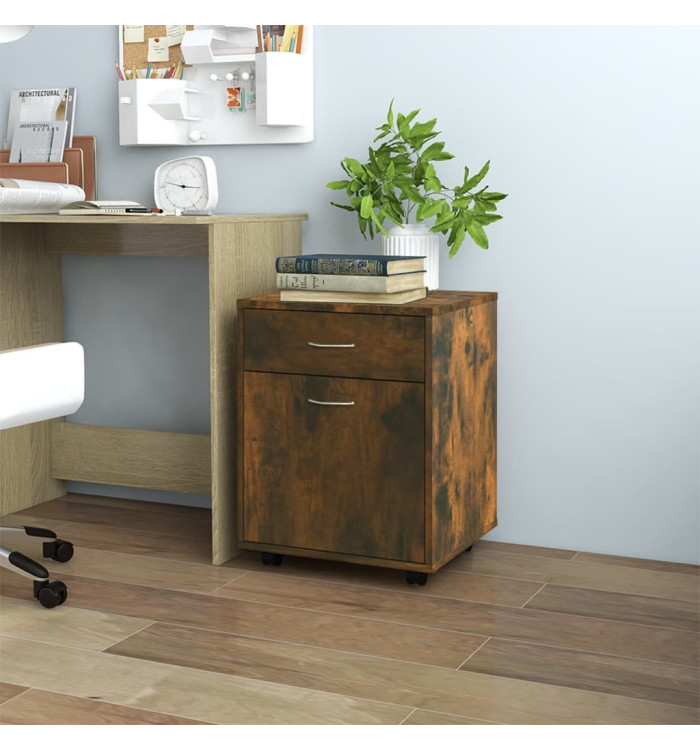 Armoire roulante Chêne fumé 45x38x54 cm Bois d'ingénierie | Mobilier & Déco