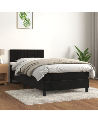 Sommier à lattes de lit avec matelas Noir 90x200 cm Velours | Mobilier & Déco