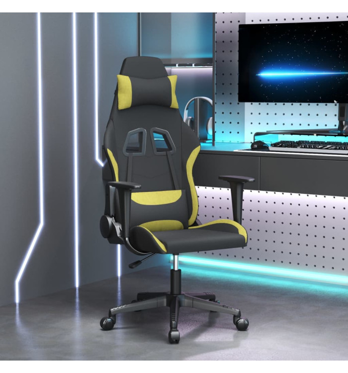 Chaise de jeu de massage Noir et vert clair Tissu | Mobilier & Déco