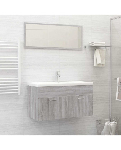 Ensemble de meubles de salle de bain 2 pcs Sonoma gris | Mobilier & Déco