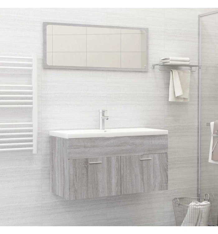 Ensemble de meubles de salle de bain 2 pcs Sonoma gris | Mobilier & Déco