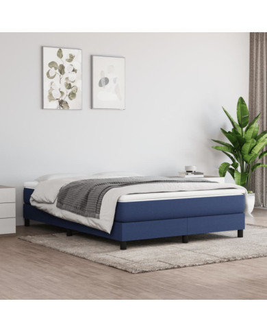 Sommier à lattes de lit avec matelas Bleu 140x190 cm Tissu | Mobilier & Déco