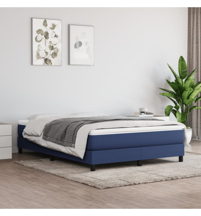 Sommier à lattes de lit avec matelas Bleu 140x190 cm Tissu | Mobilier & Déco