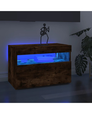Meuble TV avec lumières LED Chêne fumé 60x35x40 cm | Mobilier & Déco