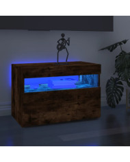 Meuble TV avec lumières LED Chêne fumé 60x35x40 cm | Mobilier & Déco