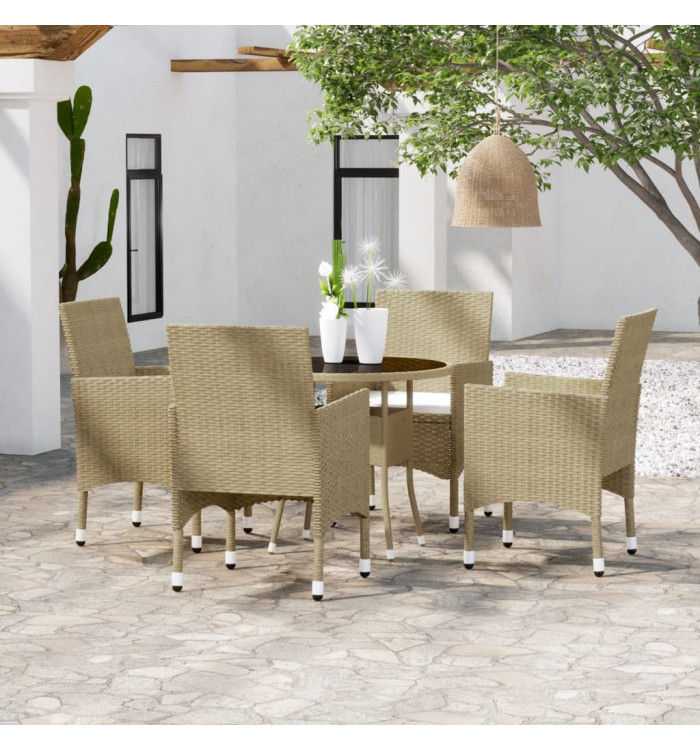 Ensemble à manger de jardin 5 pcs Résine tressée Beige | Mobilier & Déco