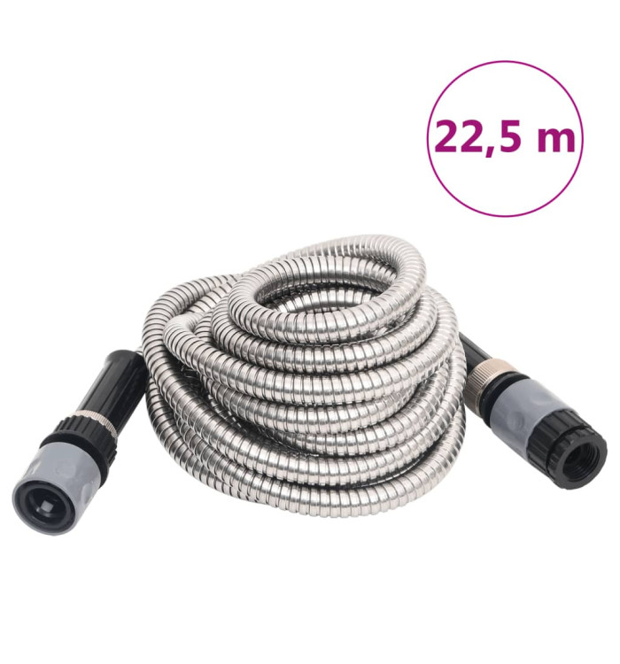 Tuyau d'arrosage buse de pulvérisation argenté 0,6" 22,5 m inox | Mobilier & Déco
